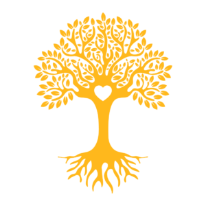 yellow tree of life with a heart in the centre