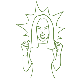 graphic of a woman clenching her fists and looking mad