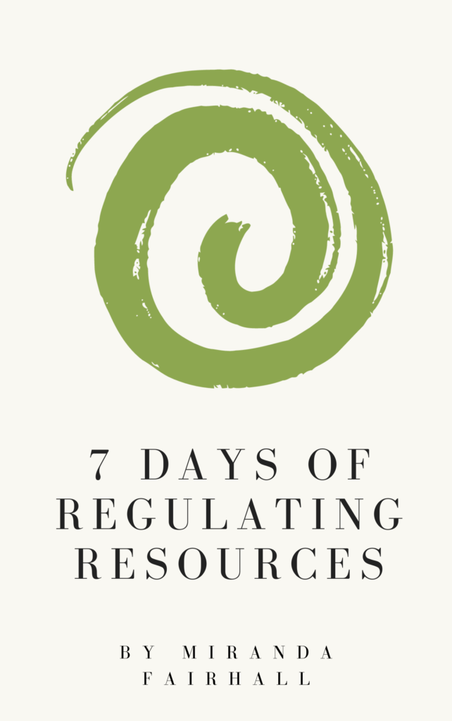 book cover with a green spiral and the heading 7 days of regulating resources